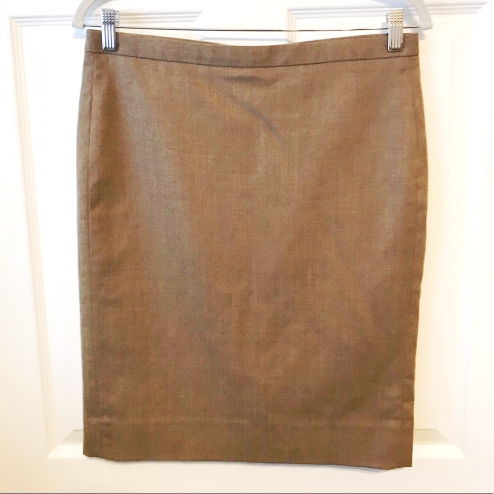 GAP Skirt Wool Brown-Tan Heathered Pencil Skirt w/ Slit Sz 4 EUC Business Casual